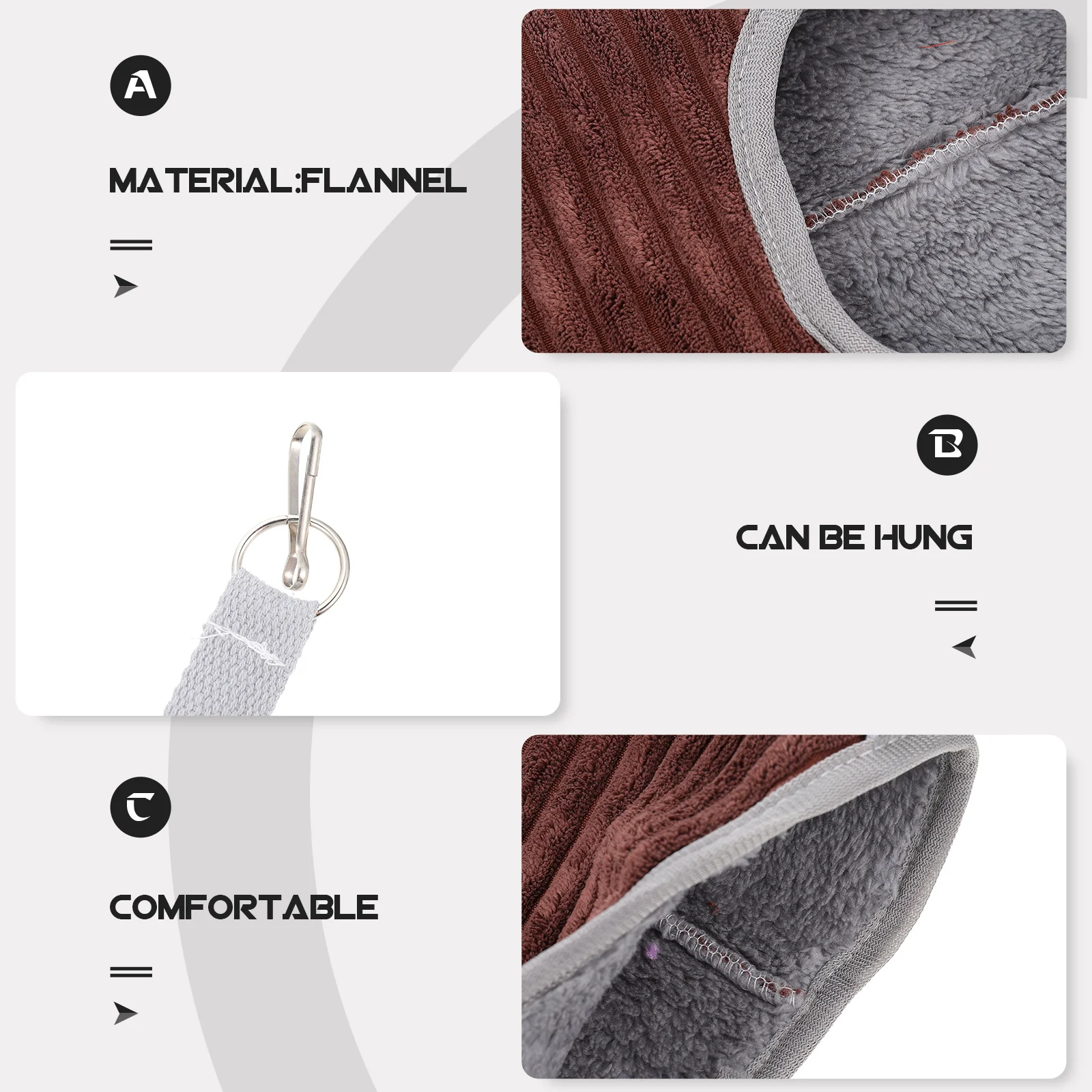 

3pcs Hamster Hanging Hammock Pet Sleeping Tunnel Squirrel Warm Nest Small Pets Cage Hook Design Durable Soft Nest Bed Winter