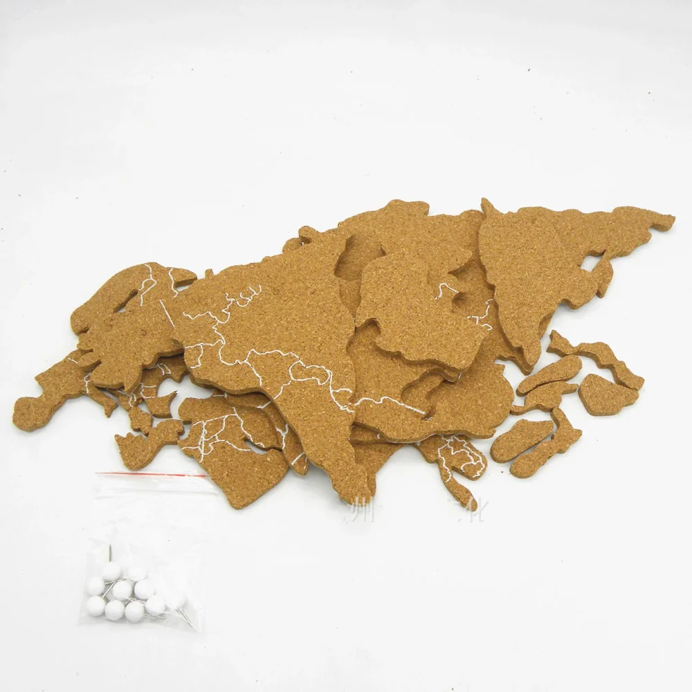 Aqumotic Cork World Map Travel Message Board World-Map for DIY Decoration Wood Phellem Room Home Office Decoration Wall Stickers