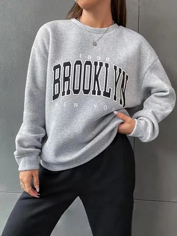 Women\'s Hoodie   Hoodie Monogram Print 1898 New York Brooklyn Harajuku  Sweatshirt  Streetwear Women