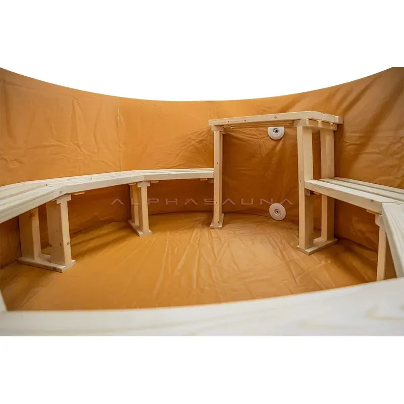 2026Hot New Design Outdoor Portable Wood Fire Hot Tub Swimming Pool Membrane Liner Spa 6 Persons
