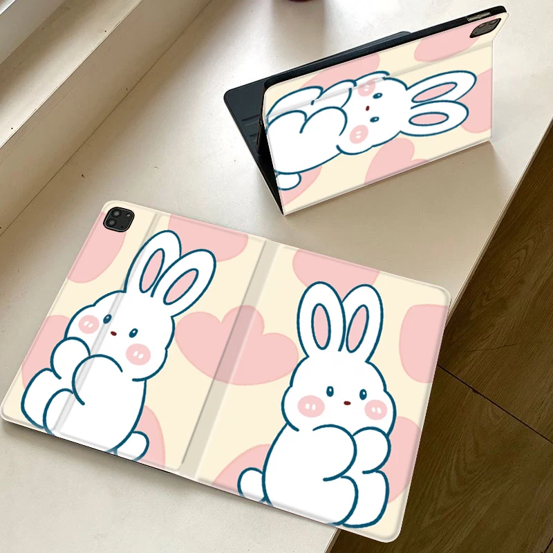 

Чехол для iPad Pro 10/11 дюймов (2020/6-го/7-го/8-го поколения), iPad Air 3-го/4-го поколения, iPad 9-го поколения, iPad Air 5-го поколения (2022), iPad Air 11 — милый розовый кролик