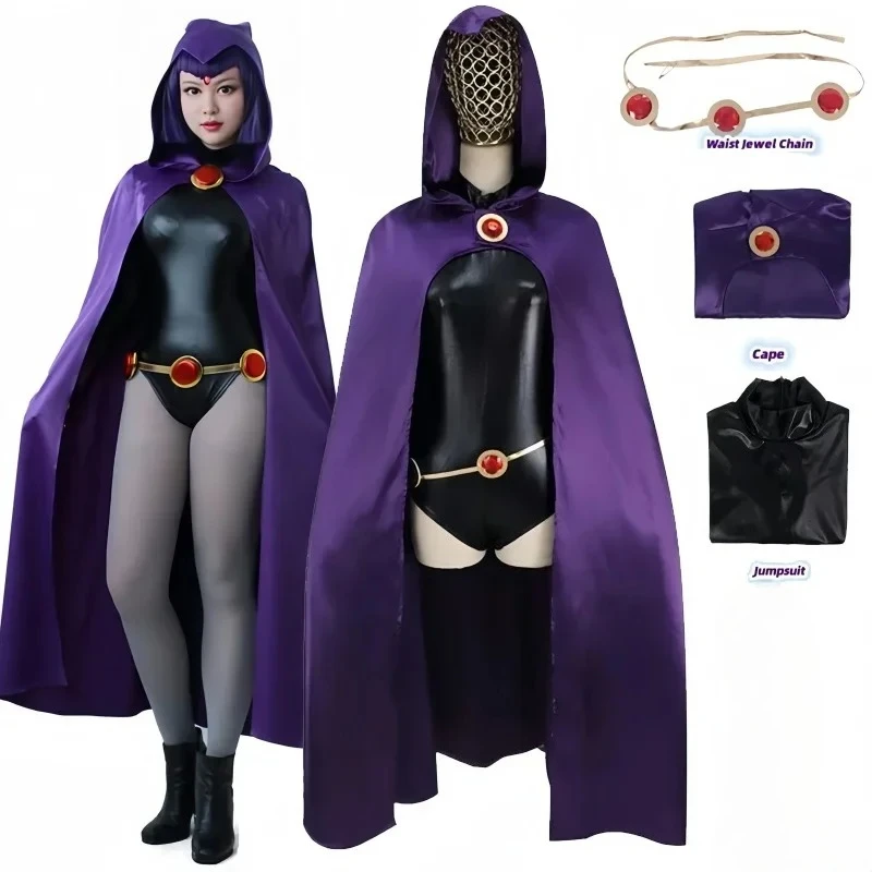disfraz-de-cosplay-de-raven-de-teen-titans-2026-para-mujer-traje-de-lucha-de-chica-magica-conjunto-completo-con-capa-morada-con-capucha