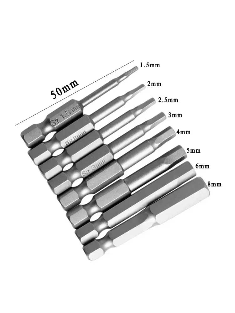 Imagem -02 - Allen Chave de Fenda Bit Grupo Hex Shank Bits Chave de Fenda Magnética para Ferramenta Elétrica H1.5 h2 H2.5 h3 h4 h5 Conexão Rápida Pcs