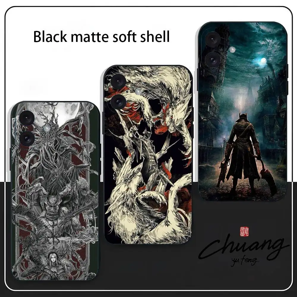 

Anime B-Bloodborne Game Phone Case Stylish black matte TPU case for iPhone 11-16. Anti-slip and wear-resistant