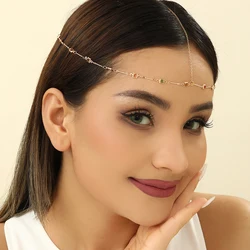 Kinitial Metal Headband Head Chain Hair Jewelry Women Headpiece Indian Boho Headdress Wedding Accessories