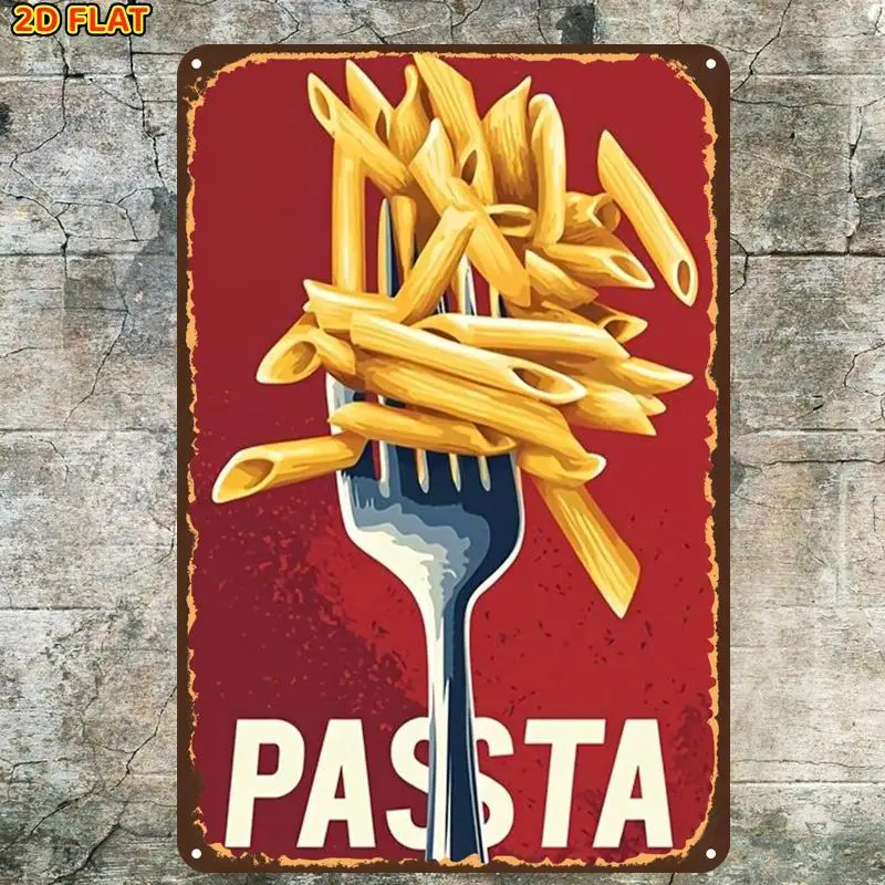 Vintage Pasta Fork Kitchen Iron Sign Metal Plaque Rustic Wall Decor Home Cafe Poster 8x12 Inch Easy Hang