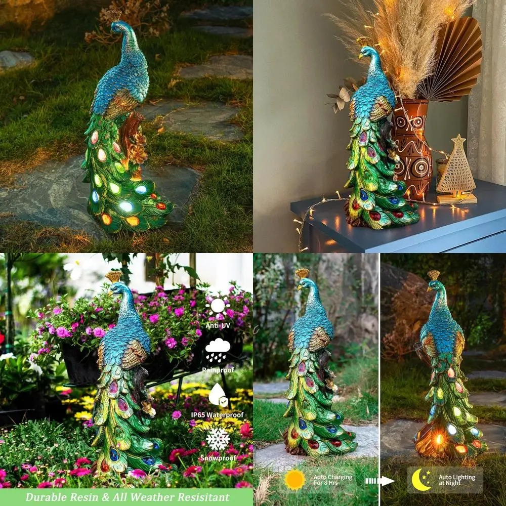 

Уличные статуи павлина со светодиодной подсветкой - садовый декор для патио, лужайки, двора, художественные подарки на день рождения