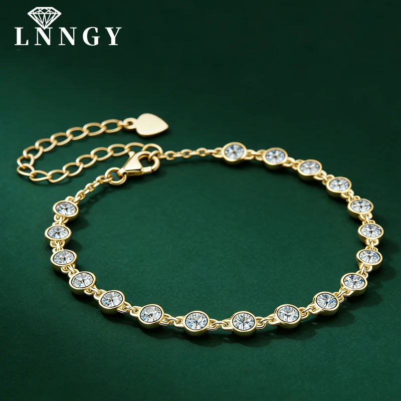 

Lnngy 3mm Round Bezel Set Zircon Bracelet Korean INS 14k Gold Filled Adjustable Charm Bracelets For Women Hand Jewelry Gift