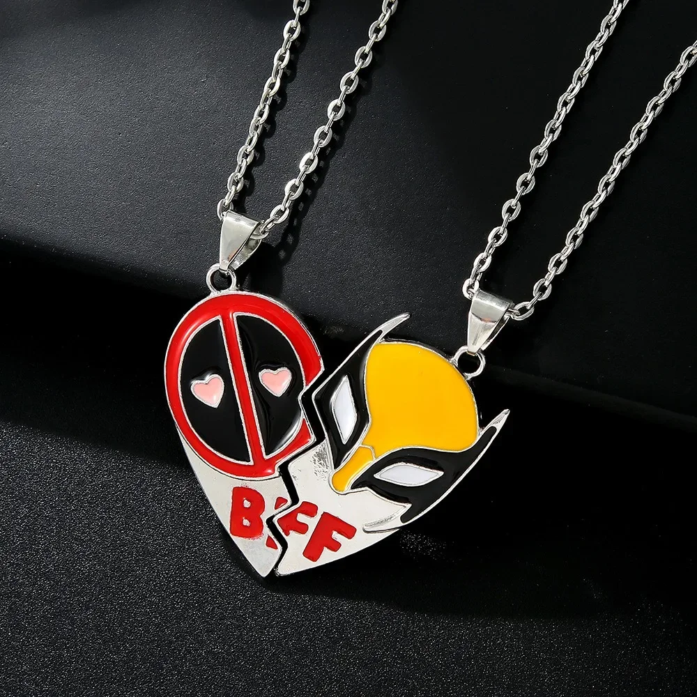 

Disney Movie Marvel Deadpool Wolverine Couple NecklaceForever Good Friends Spliced Heart PendantNecklace Give Fans Jewelry Gift