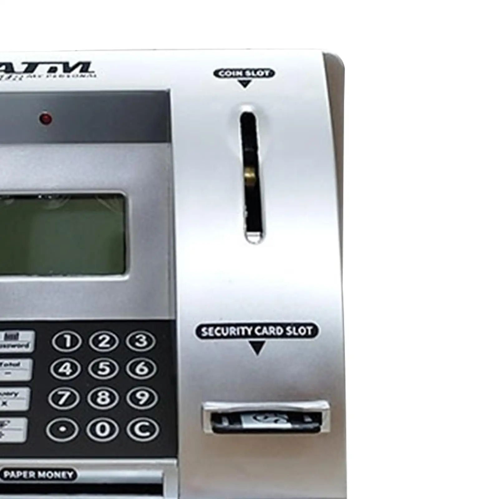 Mini cofrinho ATM com cartão, senha, reconhecimento de moedas, alimentador de contas, equilíbrio