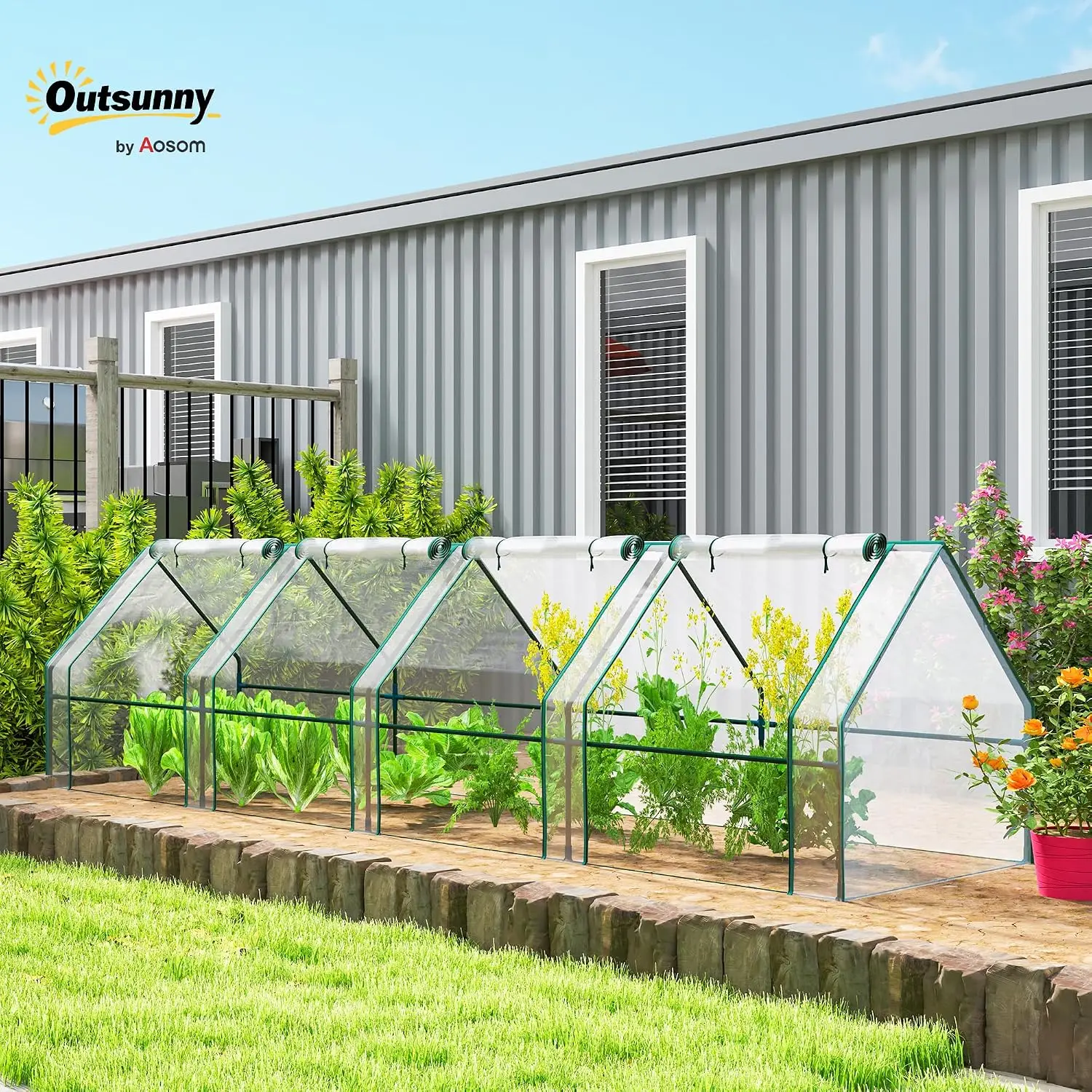 Clear Mini Greenhouse, Portable Design with Zippered Doors, 12' x 3' x 3'
