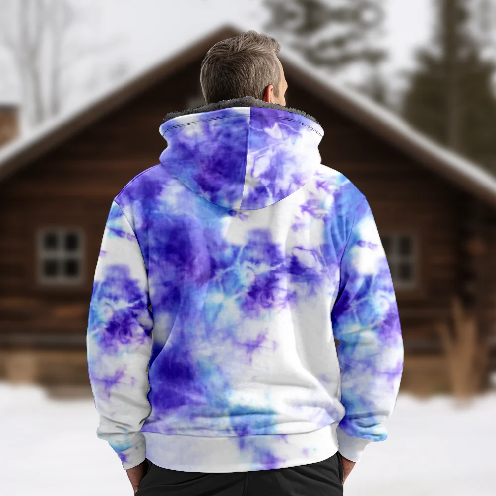 Men's Winter Jackets Coats,Tie Dye Pattern Cotton Clothes Overcoat Wrinkle-resistant Preppy Style CASUAL