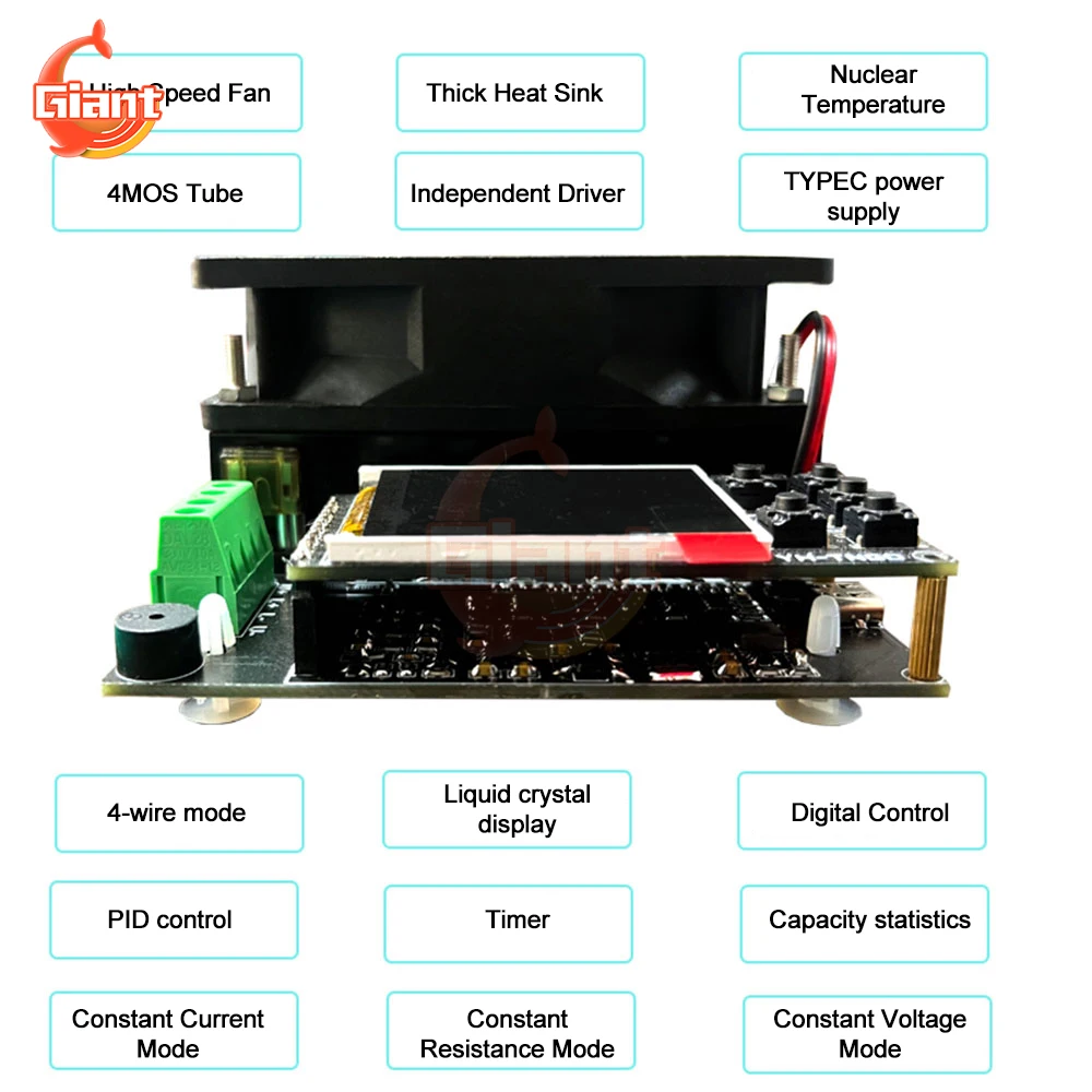 150W Electronic Load Discharge Instrument Controller USB TYPE-C Battery Capacity Tester Monitor Power Supply Discharge Tester