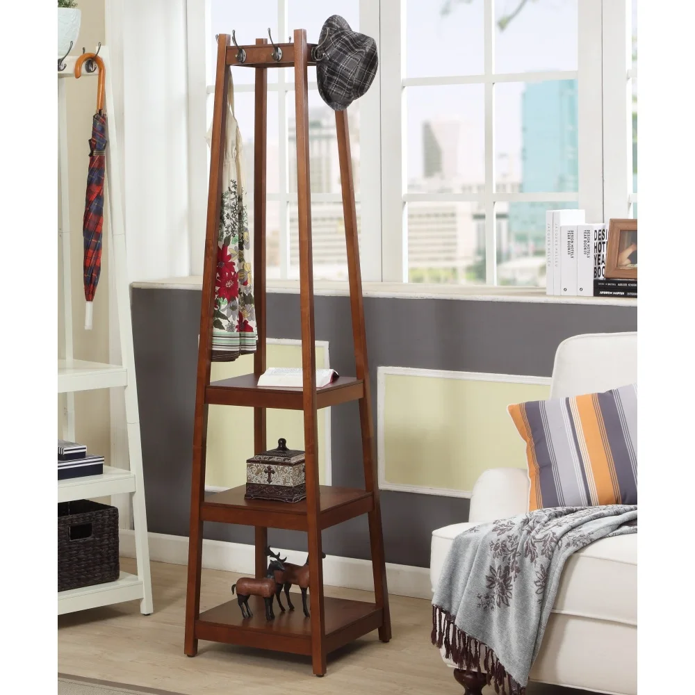 

Vassen Coat Rack w/ 3-Tier Storage Shelves in Espresso Finish