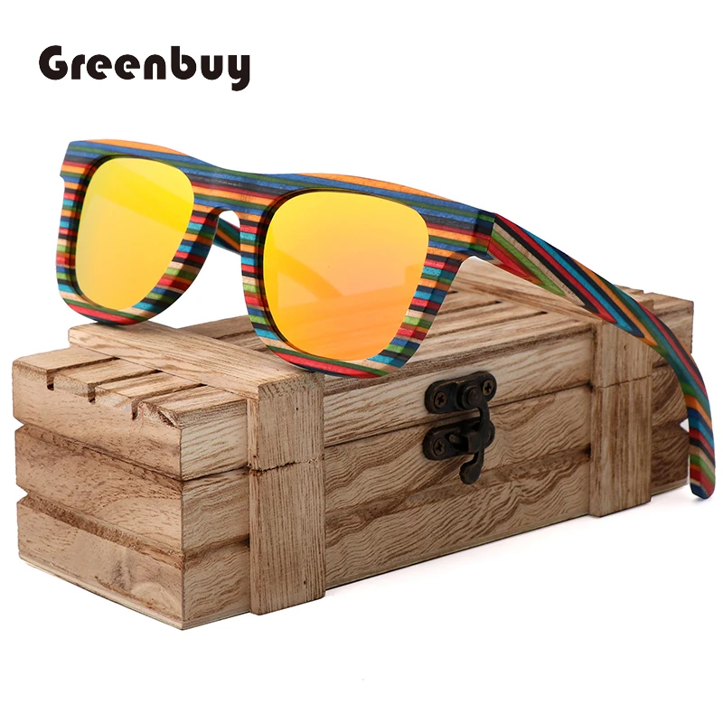 Natural Colorful Wood Sunglasses Polarized sunglass men UV400 High Quality Design Fashionbale Vintage Style lentes de sol mujer