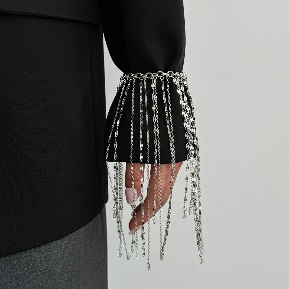 New Design Silver Color Long Tassel Bracelet Exaggeration Alloy Chain Bracelet Jewelry Accessories Hand Jewelry