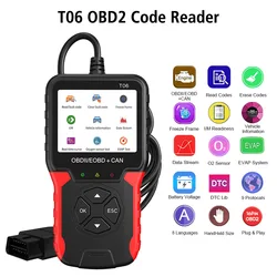 OBD2 Scanner Code Reader Multi-language Support T06 Car Diagnostic Tool Check Engine System Battery Tester Auto Accessories