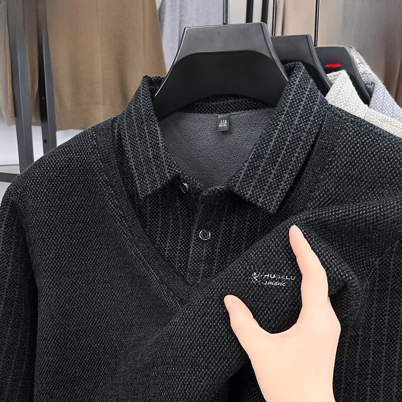 

Pierre Cardin Men's Fce Lined Thiened Knitted irt Stand Collar Warm Base Layer Top Ci Walk Office Outdoor Casua...