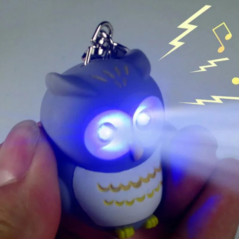 Led Owl Keychain For Women Men Cute Bag Pendant Cartoon Handbag Car Key Ring Sound Light Design Boy Girl Gift  Action Figure Toy