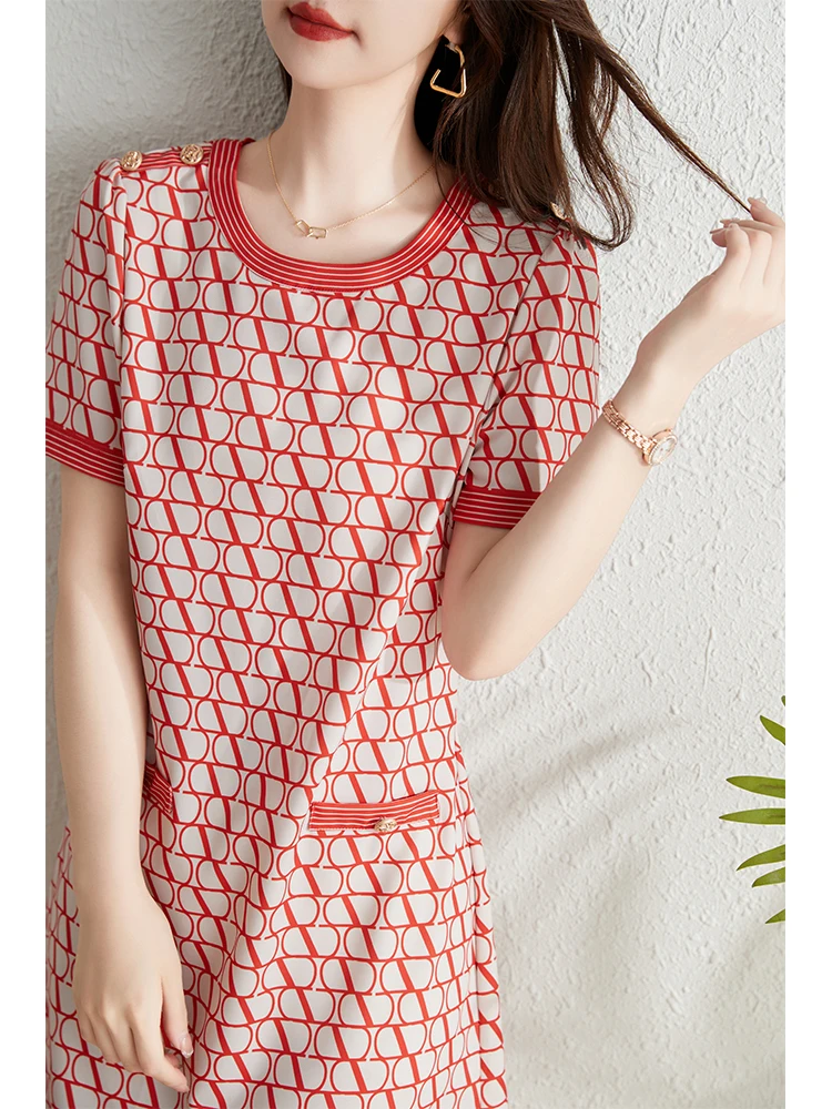 Ele A-Line Dr Damen Faionable Print ort Sve Midi Dr Korean Sle Commute Polyesterfaser Sommer Dr