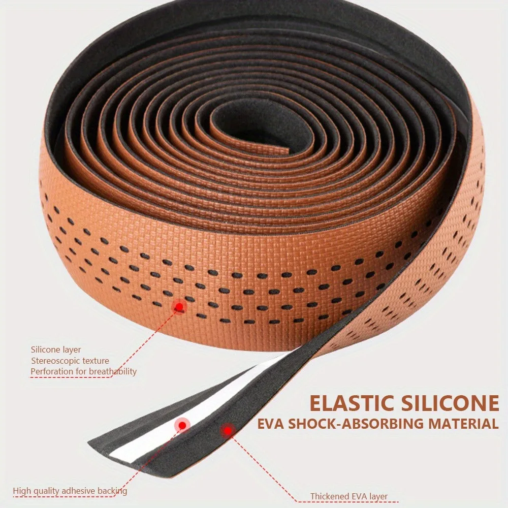 AliExpress NONE EVA Road Bike Handlebar Tape - Anti-Slip Breathable Shock-Absorbing Comfort Grip W/Silicone Strap Perforated Texture