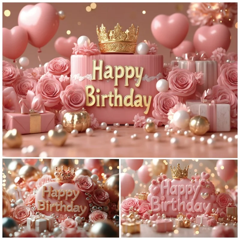 Happy Birthday Backdrops for Photography Balloons Spots Baby Shower Party Decor Background Photo Photographic Studio Shoots Prop