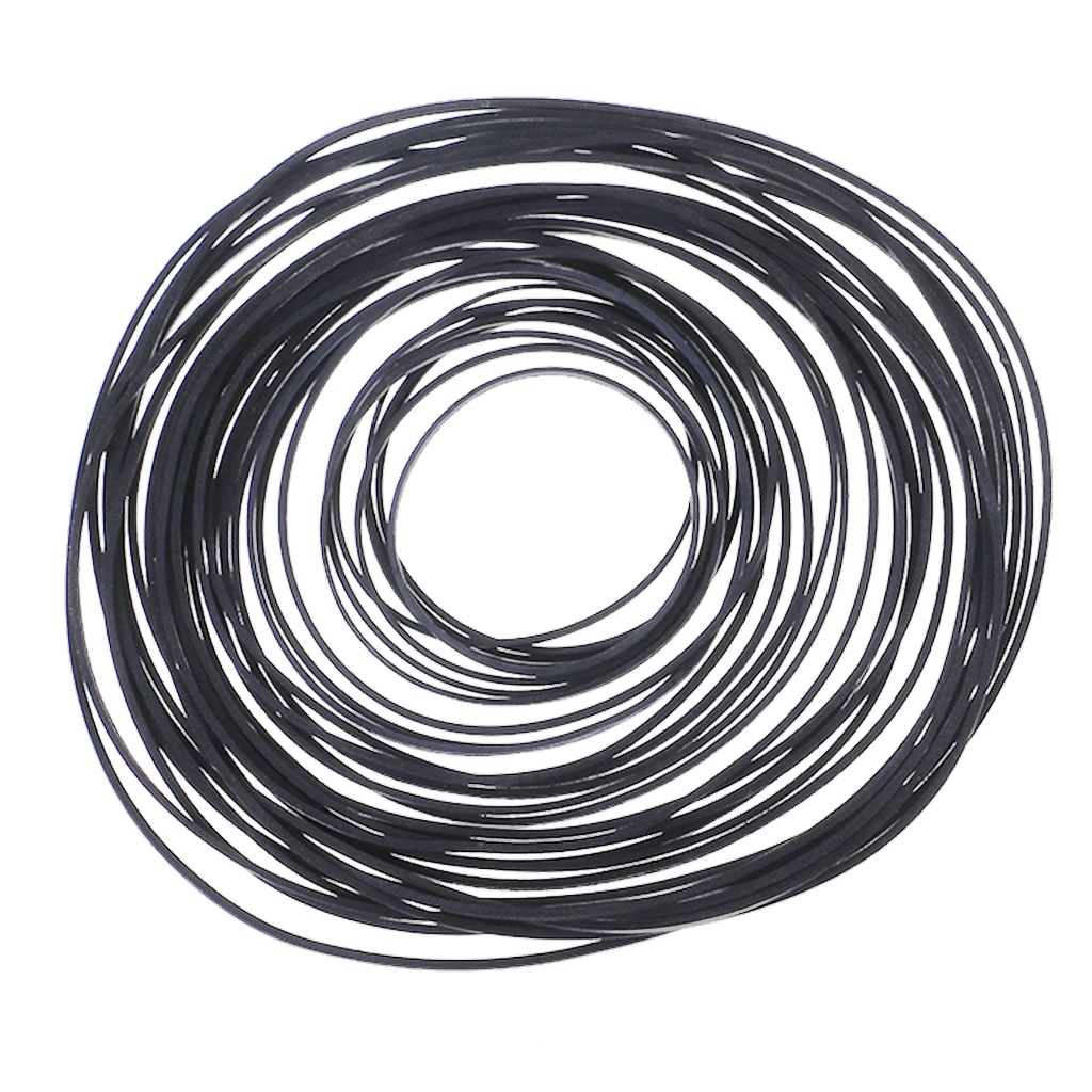 30pcs Mixed Cassette Tape Belt Machine Recorder Rubber Belts 1x1mm 0.7x0.7mm CD DVD Assorted Belt for Repair Maintenance