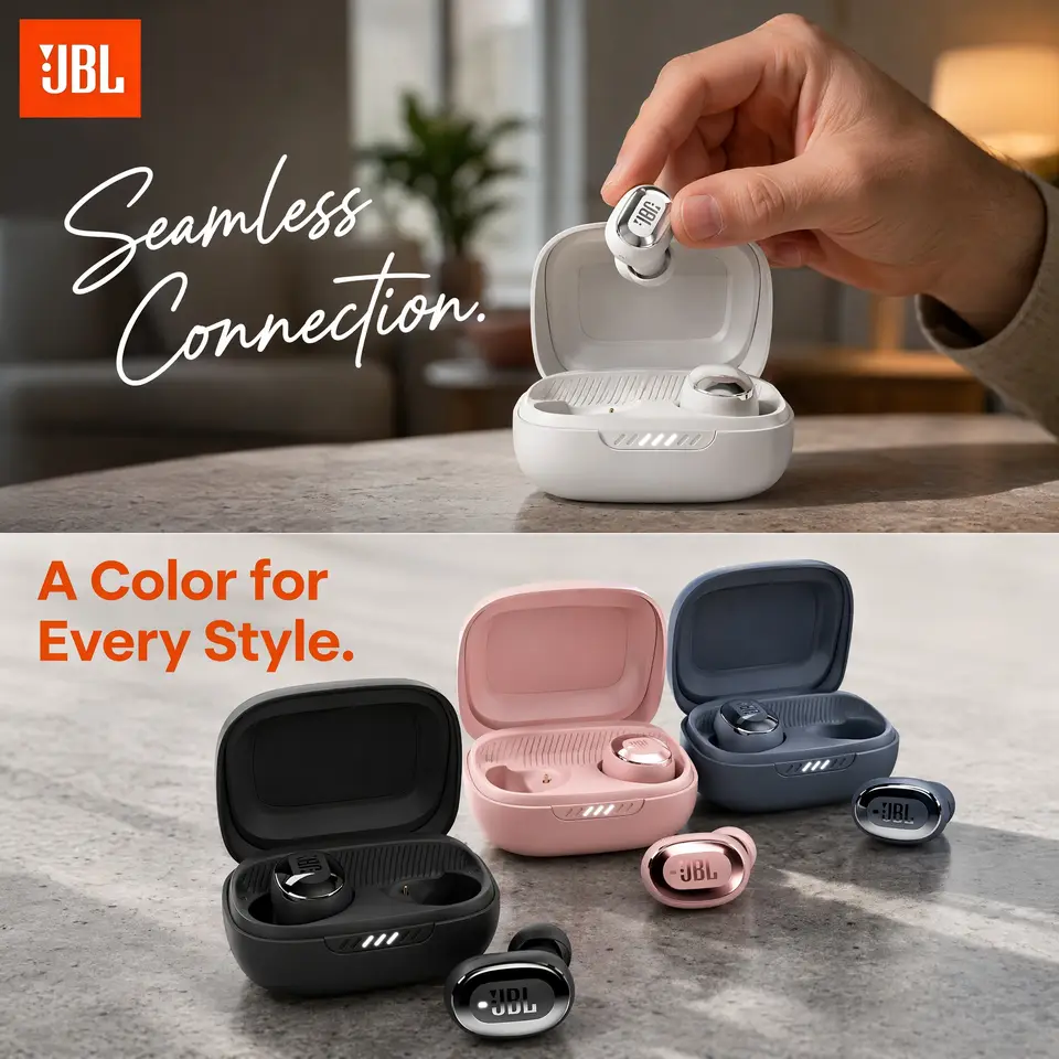 سماعات أذن بلوتوث لاسلكية JBL Live Free 2 TWS مع إلغاء الضوضاء النشط سماعات رأس موسيقية رياضية سماعات أذن لاسلكية حقيقية مع ميكروفون