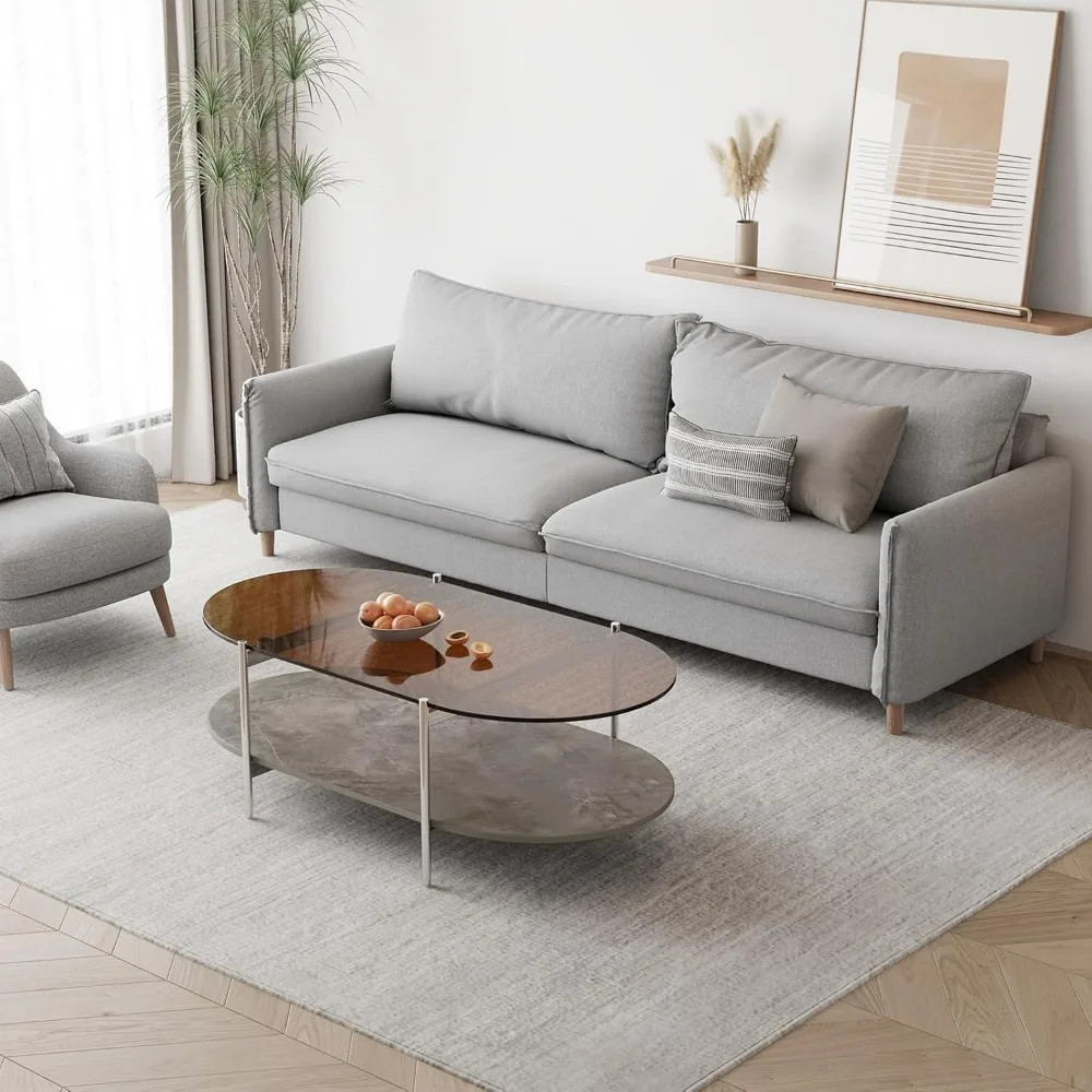 2-Tier Modern Side Table with Storage Space, Center Table for Home, Office, Living Room