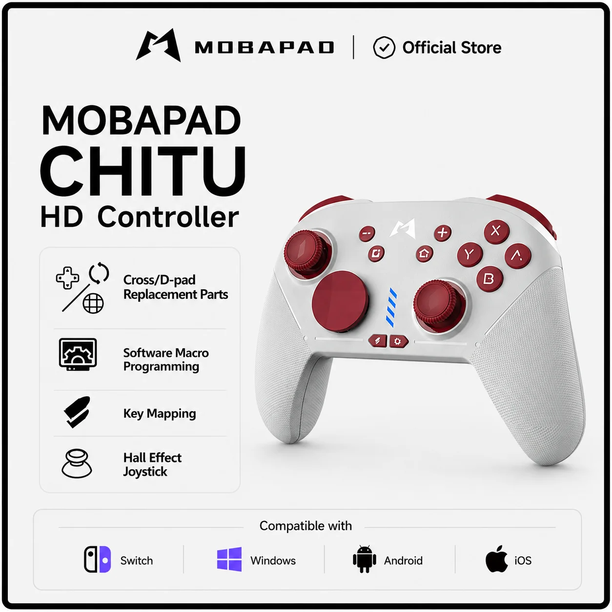 

MOBAPAD Mechanical Hall Joystick Bluetooth Gamepad Vibration Controller For Nintendo Switch PC Android iOS Game Console ﻿