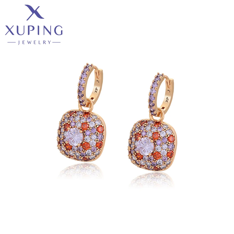 

Xuping Jewelry Store Charms New Arrival Hoop Earrings Colorful Stone with Gold Color Earring for Women Jewellery Gift X000755035