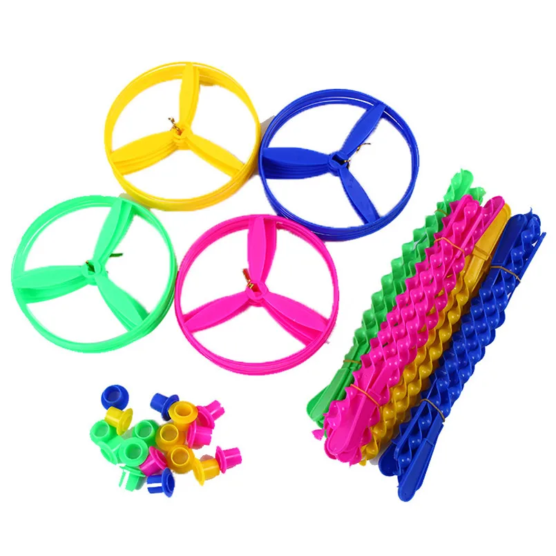 40Pcs Flying Saucers Outdoor Bamboo Dragonfly Flying Toys Assorted Colors Helicopters Safety Funny Sports Kids Toys Gifts