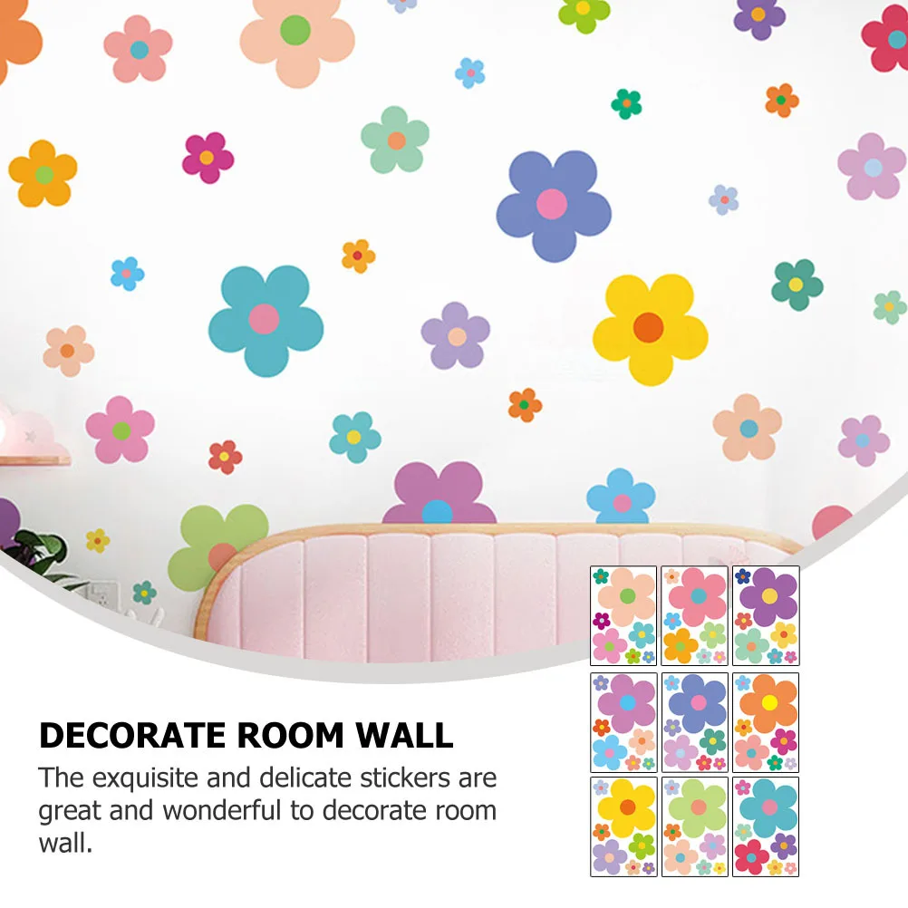 

9 Sheets Elegant Flower Wall Stickers DIY Floral Wall Decals for Bedroom Office Removable Home Decoration Adhesive Sticker