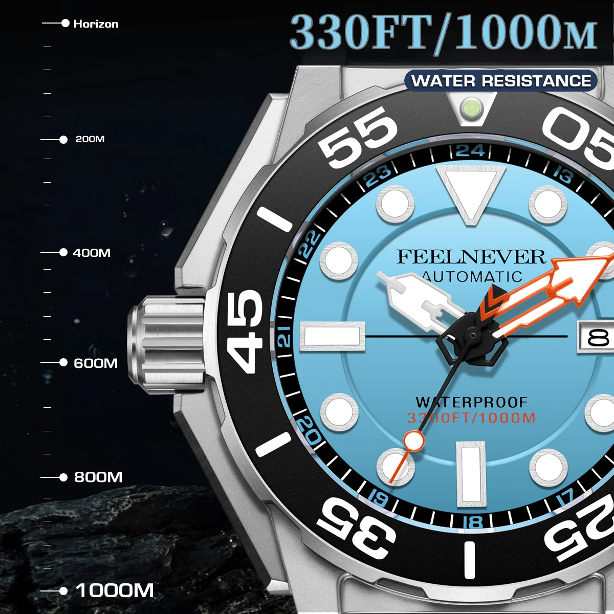 FEELNEVER New Automatic Watches for Men Top Brand Luxury Sapphire Diver Mechanical Wristwatch Male Clock Relogios Masculino+BOX view 3