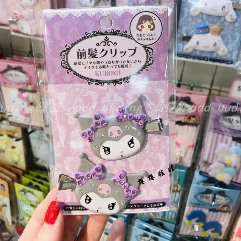 

Заколка для волос в стиле аниме Sanrio с героями мультфильмов «Hello Kitty Kuromi», заколка для волос в горошек с бриллиантовой челкой, аксессуар для волос, заколка для волос, головные уборы для детей и девочек
