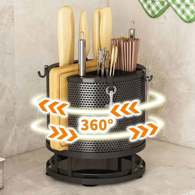 Für drehbare Küchenmesserhalter, Schneidebrett, integriertes Rack, Arbeitsplatte, Eck-Essstäbchenkäfig, multifunktionale Messeraufbewahrung