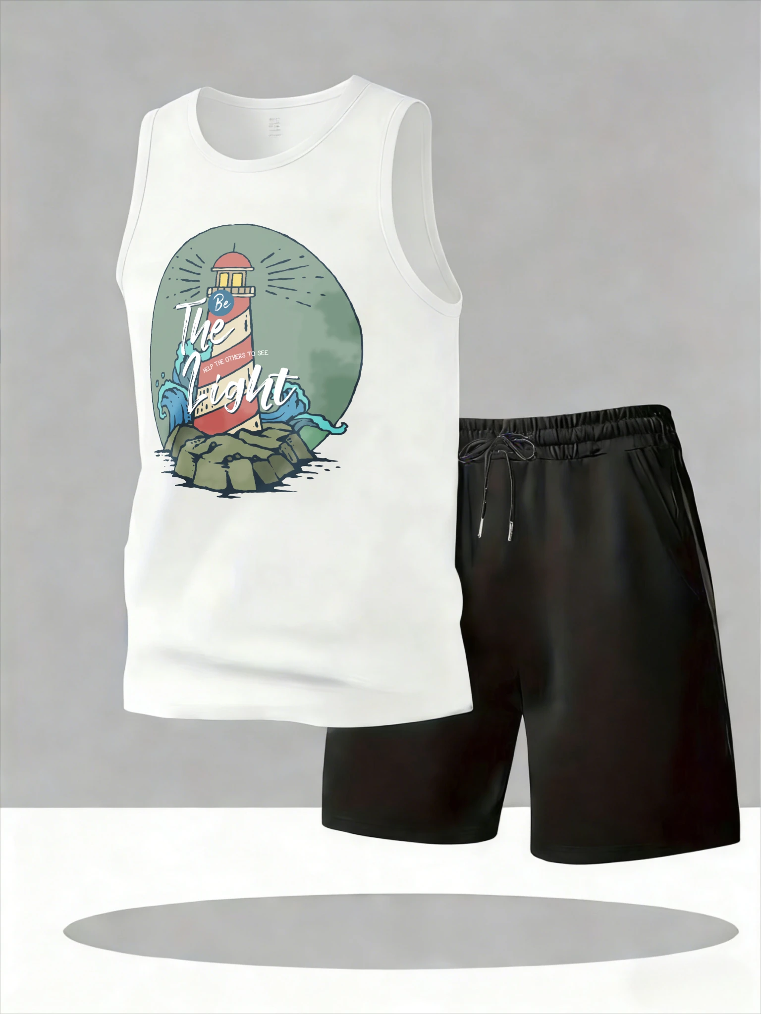 

Men's Tank Top Sets 2026 Summer Quick drying Suit for man Breathable crewneck seaside oversize sports running sports two-piece