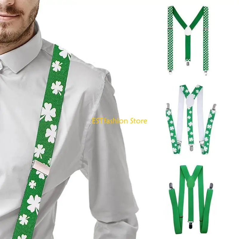 Y5GC StPatrick Day Suspender Braces Theme Party Festival Costume Adjustable Braces