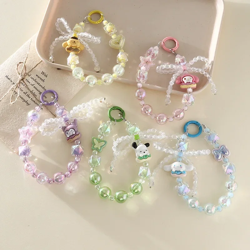 

Kawaii Hello Kitty Phone Pendant Cartoon Kitty Multiple Styles Beaded Bow Phone Case Chain Keychain Backpack Accessories Gift