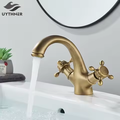 Gold/Antique Brass Bathroom Basin Sink Faucet Bath Wash Basin Mixer Tap Single Hole Solid Brass Deck Mounted Bath Tap