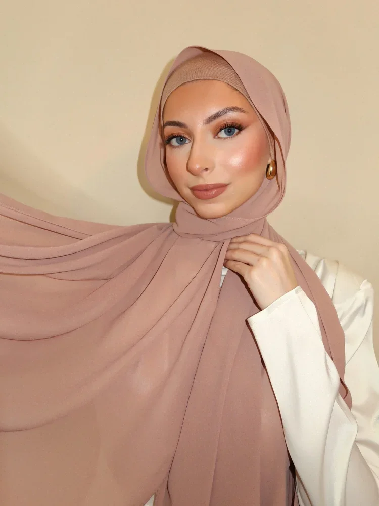 3 Piece Set Chiffon Hijab Matching Send Hijab Tape Undercap Chiffon Scarf With Matching Underscarf Shawls Scarves For Women