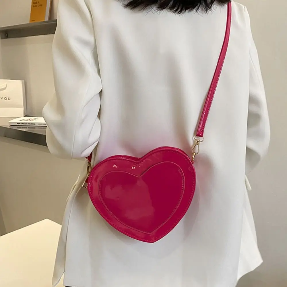 Love Heart Peach Heart Shaped Handbags Pu Leather Pink Pu Leather Crossbody Bag Crossbody Bag Adjustable Shoulder Strap