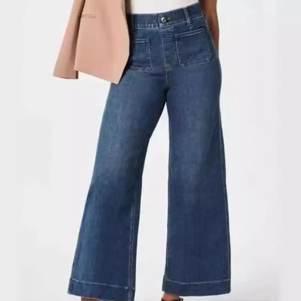 Elastic Denim Jeans High-waisted Denim Jeans Stylish High Waist Flared Hem Women's Jeans with Retro Vibes Multiple for Commute