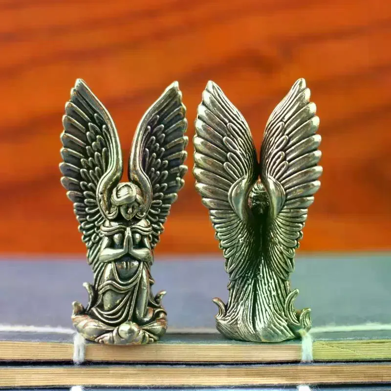 /PFU/Goddess Angel Figure Home Decor Guardian Angel Statue Decoration Retro Home Decor Desktop Tea Pet Craftwork Bronze Ornament