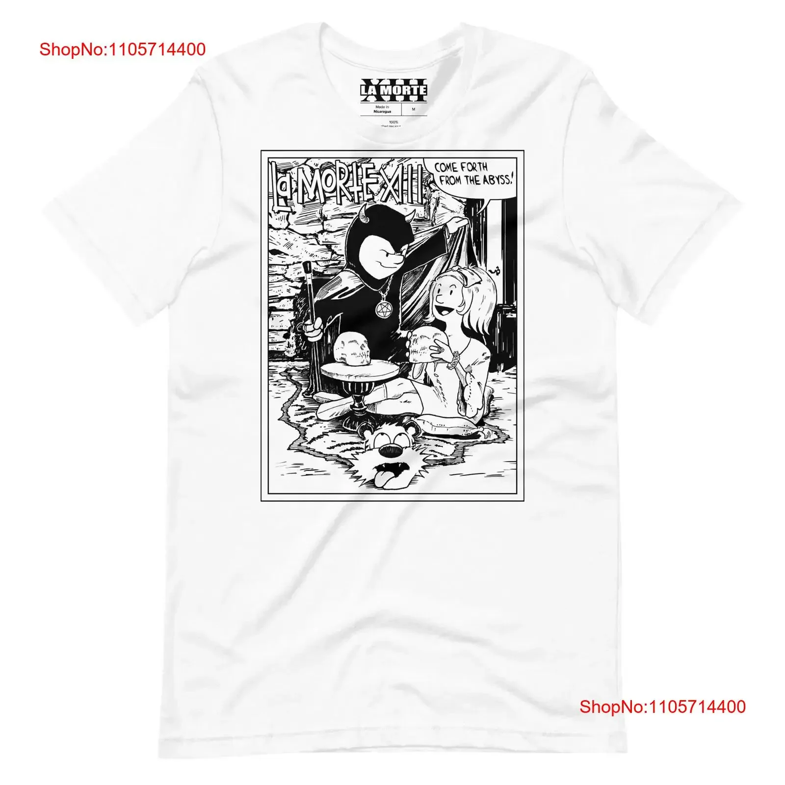 Come Forth White Occult Fashion Goth Style Witchy Gender Neutral T Shirt Top Street Wear La Morte XIII vintage Washed Casual