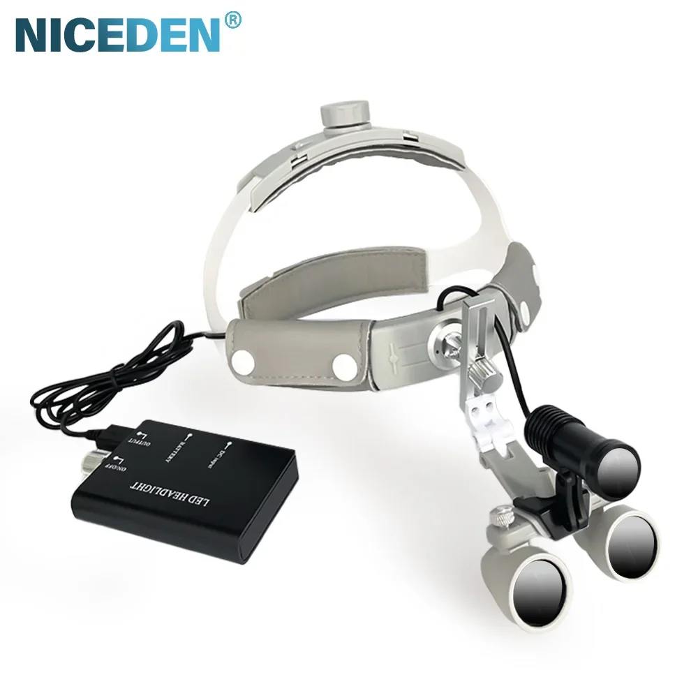 5W Den tal Surgical LED Headlight Headband Binocular Loupes Brightness Spot Ajustable Headlamp 2.5X 3.5X