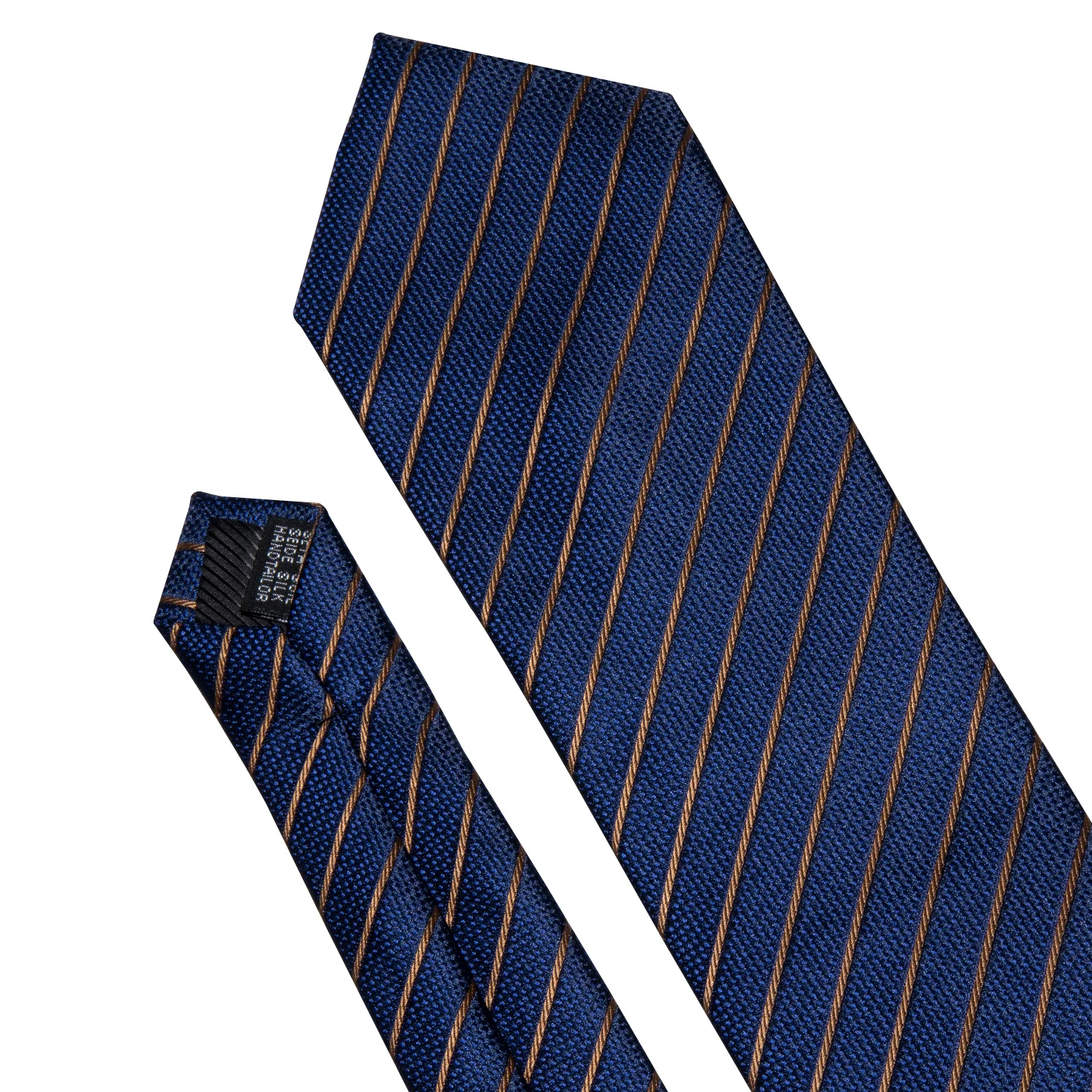 Men Tie Gold Navy Blue Striped Tie Barry.Wang 3.4