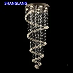 Candelabro de techo LED de cristal de doble espiral, luz de suspensión colgante para dormitorio, sala de estar, comedor, pasillo, escalera, accesorio