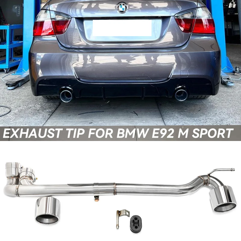 Stainless Steel Exhaust Tip Double Out Car Exhaust Pipe Muffler Tail For BMW E90 E92 318i 320i 330i MP MT bodykit in 2006-2016