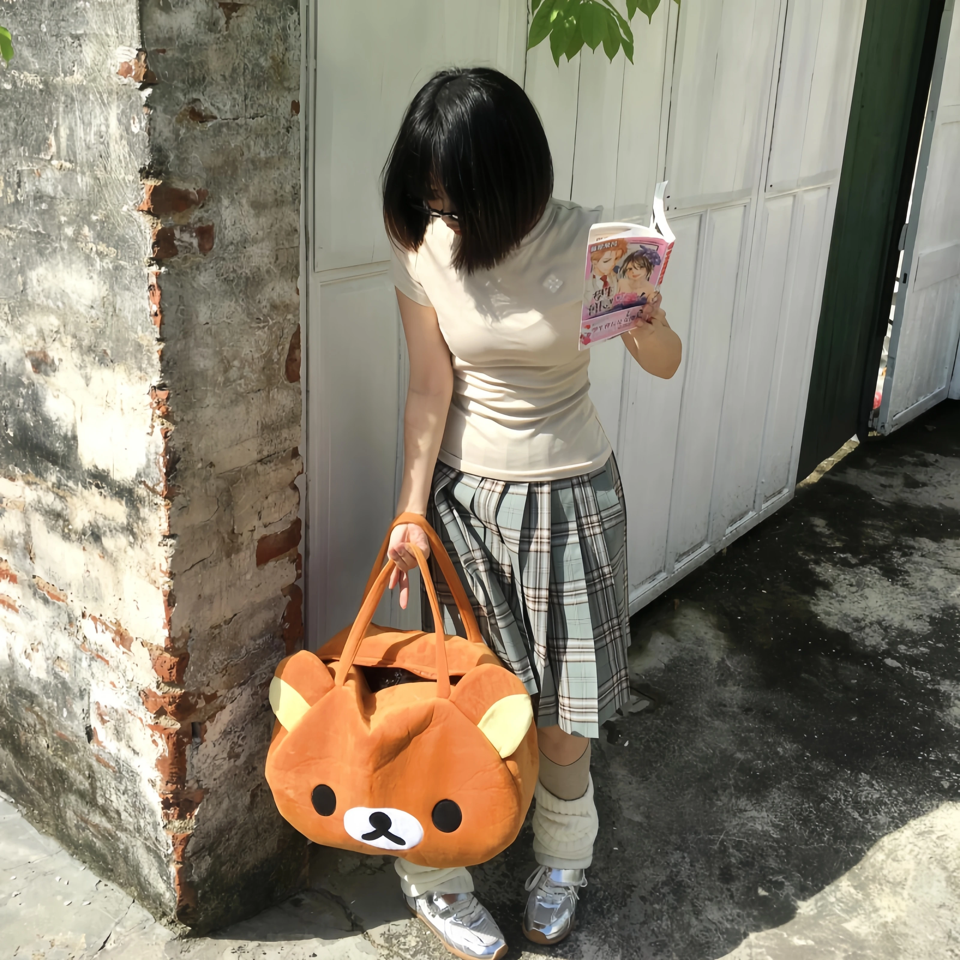 

NEW Large Rilakkuma Plush Handbag Cartoon Bear Daily Party Shopping Round Tote For Women Casual Couple Gift Kid Birthday Gift